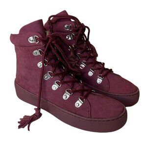 Aerosoles Nubuck Leather Wine Purple Ankle Boots Size 7